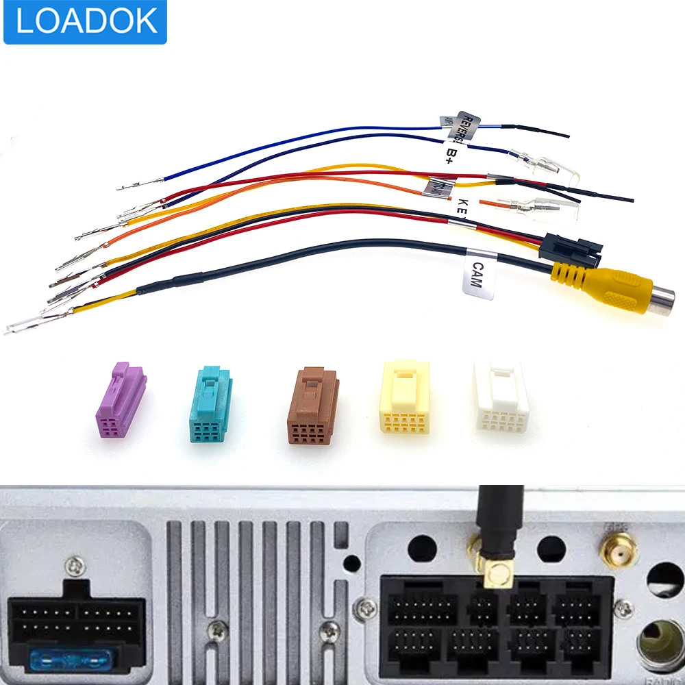 Car 4 6 8 10 Pin DIY Camera Reverse RCA Video Input Wiring Harness Adapter Cable Connector Android Radio Multimedia Accessories