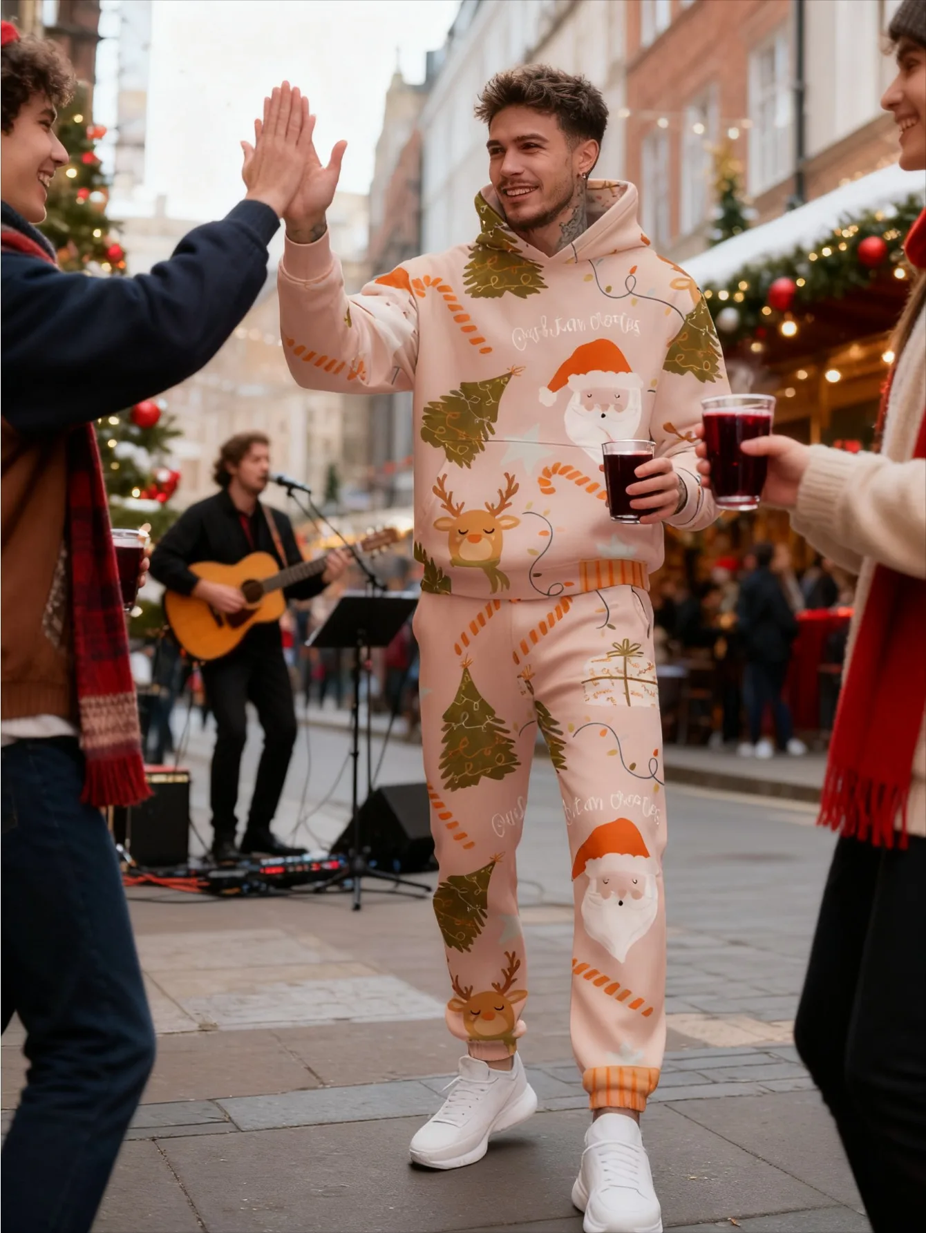 Traje deportivo con capucha y impresión digital para hombres europeos y americanos: tela de sudadera agradable para la piel de alta calidad