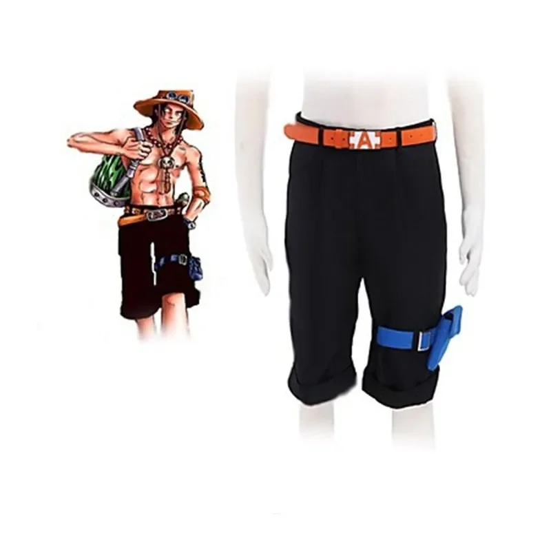 Disfraz de Anime Portgas D Ace para hombre y mujer, traje de Cosplay de barba blanca, pantalones cortos negros, sombrilla, sombrero, accesorios para fiesta de Carnaval