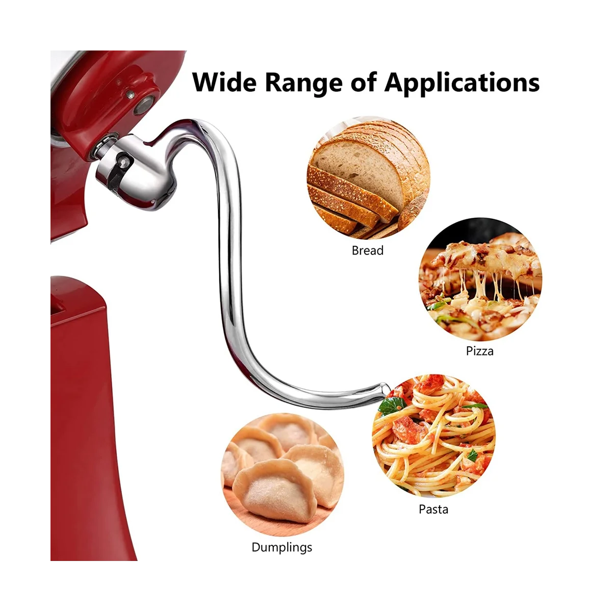 Gancio per pasta per Kitchenaid 5QT Lift e impastatrice da 6qt, accessorio per impastare, lavabile in lavastoviglie