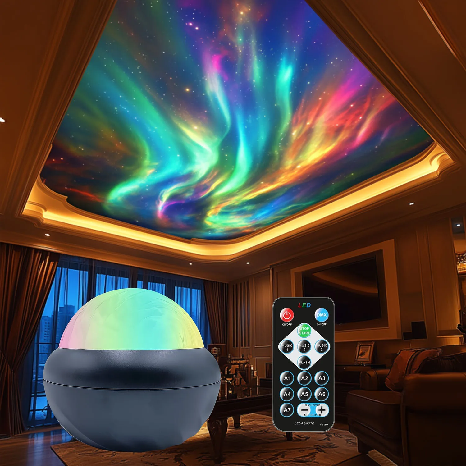 2025 New Northern Lights Starry Sky Projector Lamp LED Atmosphere Light Night Light for Room Party Decoration Children's Gifts