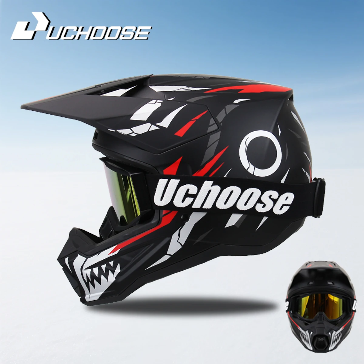 

Motorcycle off-road helmet fully covered electric vehicle pulling full helmet mountain downhill all season Gift Off-road goggles