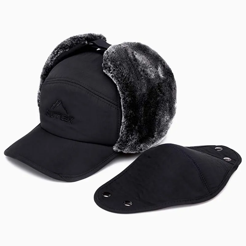 Winter Warm Bomber Hats Men Women Fashion Ear Protection Face Windproof Ski Caps Velvet Thicken Couple Hat 2023 New