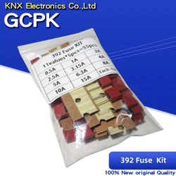 1Set=55PCS Square Plastic Fuse Assortment Kit 392 0.5A 1A 2A 2.5A 3.15A 4A 5A 6.3A 8A 10A 15A 250V Fuses Slow Blow Tube Fuse set