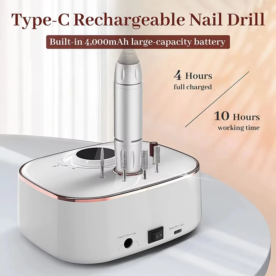 35000RPM Electric Nail Drill Machine Set with LED Display, Low Noise Manicure Pedicure Sander & Nail Tools Kit