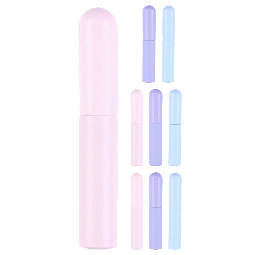 Set di pennelli per labbra in silicone da 9 pezzi, testa rotonda portatile, applicatore per trucco morbido, coperchio pulito, pennello per correttore per rossetto da viaggio