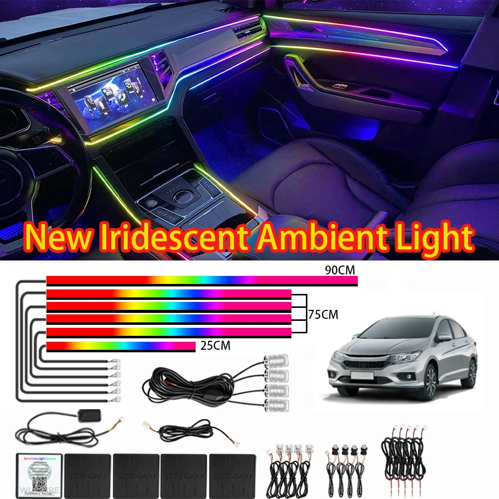 Full Color Streamer 18IN1 Car Symphony Ambient Light RGB 64 Color Hidden Acrylic LED Interior Atmosphere Lamp