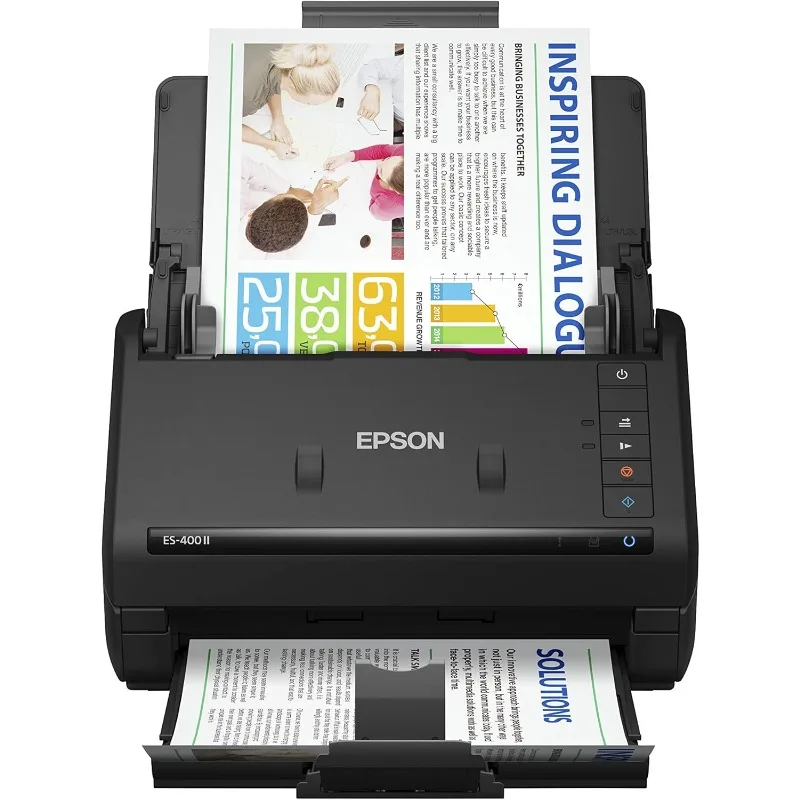 Escáner de documentos de escritorio dúplex en color Epson Workforce ES-400 II para PC y Mac, con alimentador automático de documentos (ADF) y herramientas de imágenes