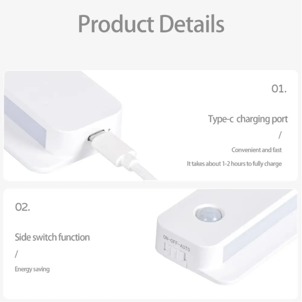 Mini Size Sensor LED Night Light Small Design Smart Function Rechargeable Lamp Energy Saving Emergency Light Motion Light