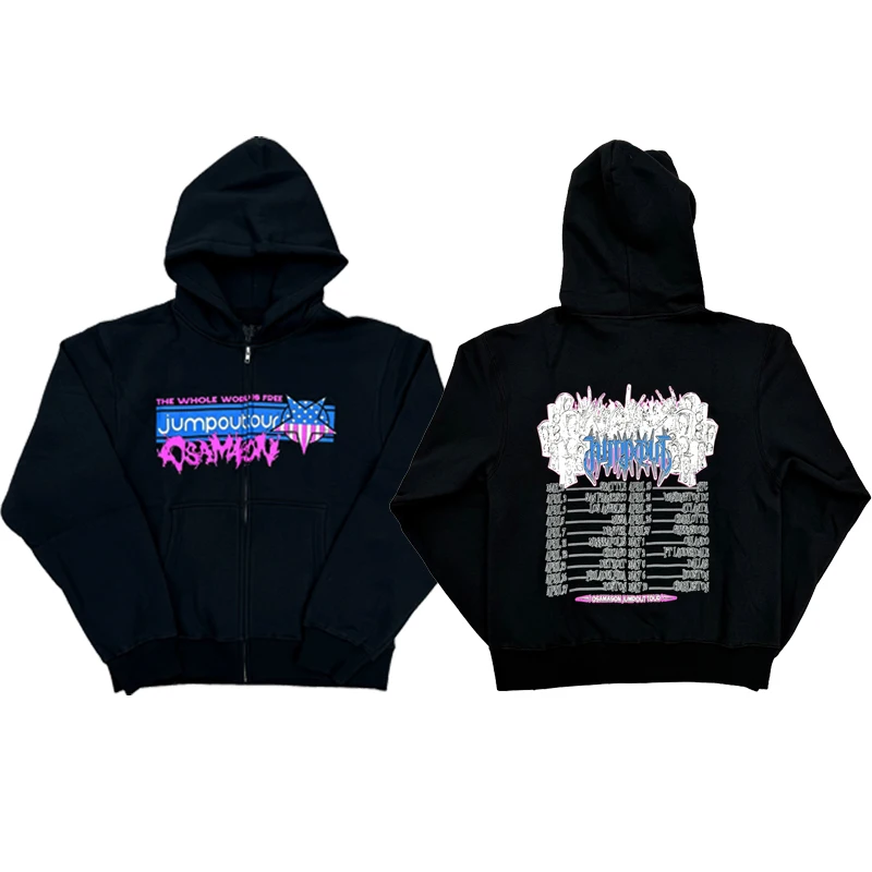 

Osamason Jumpout Tour Zip Hoodie Limited Edition Conference Zipper Hoodie Sweatirt Jaet ex Casual Warm Cotton Polyester