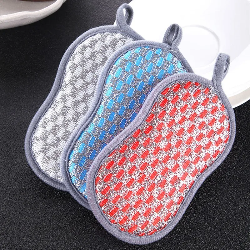 New 10-1PC Scrub Sponges Dishes Double-sided Magic Wipe Microfiber Non Stick Pot Cleaning Sponges Kitchen Tools Wash Pot Gadgets