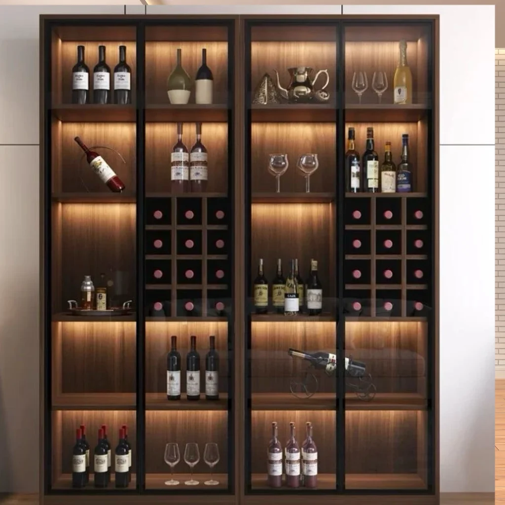

Современный винный шкаф из массива дуба, витрина с винной стойкой, складная мебель для домашнего бара для использования в торговом центре