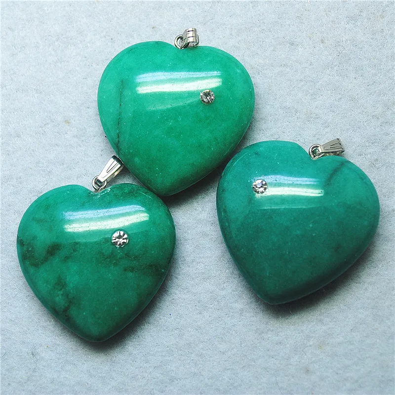 3PCS New Jade Gemstone Pendants Size 35MM Heart Shape Good For DIY Jewelry Making Findings GOOD Quality Best For Your