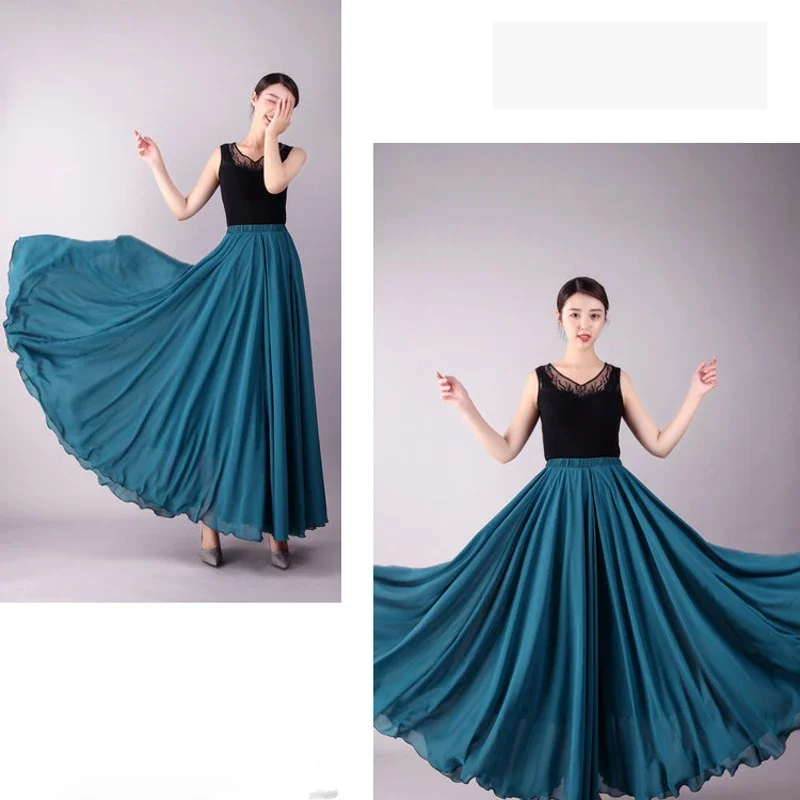 17-farbiges Flamenco-Tanzkostüm Bauchtanz Eleganter Chiffonrock 720-Grad-Schwingrock Cosplay Bühnen-Abendkleid Strandrock – Detail 16