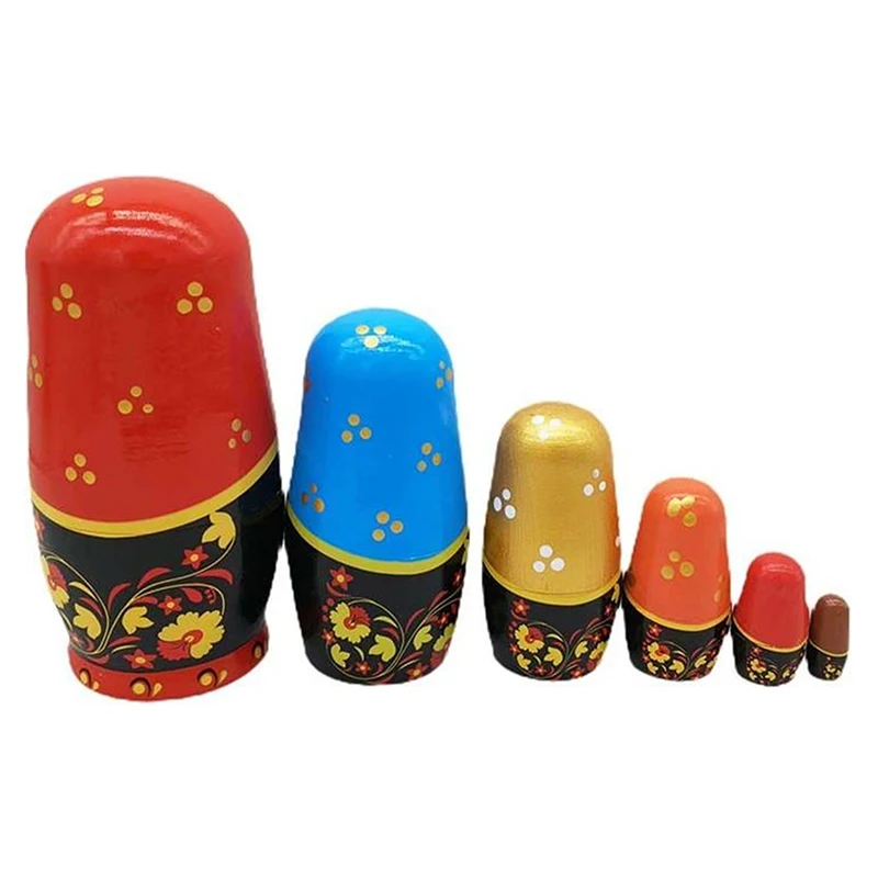 Six-layer Girl Russian Nesting Doll Children's Wooden Toy Craft Gift Birthday Christmas Gift Wooden Handmade Doll