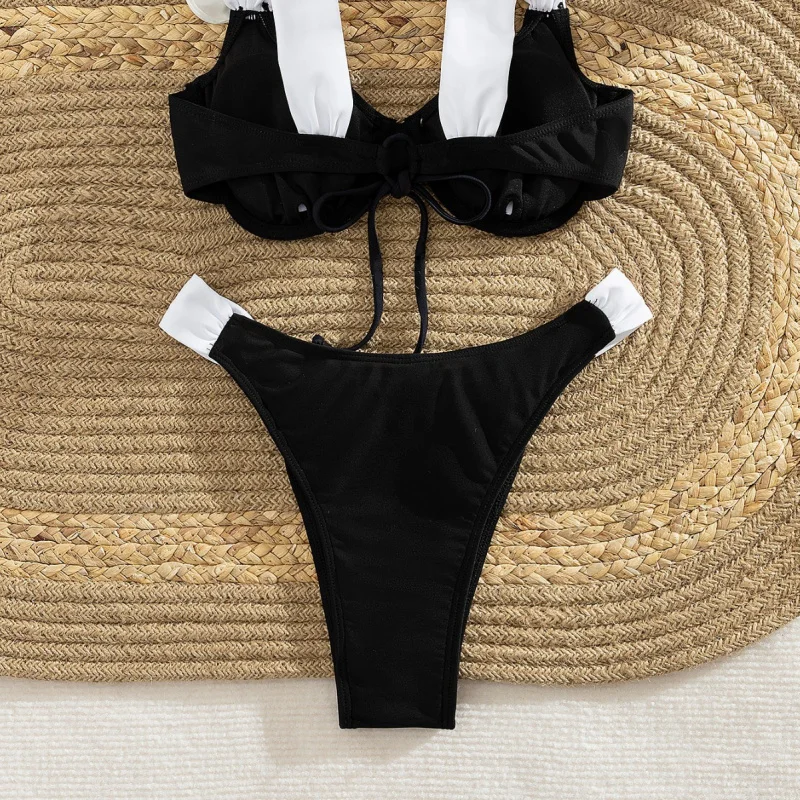 2025New Costume da bagno a due pezzi color block bikini sexy da donna di vendita calda