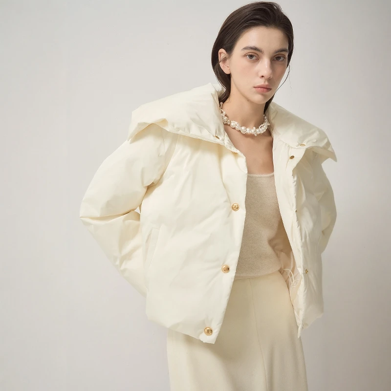 

Свободное женское пальто на гусином пуху Jaet с большим воротником, зимнее новое поступление, цветное пальто для поездок на работу