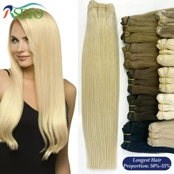 Cabelo humano real tramas extensões, pacotes de cabelo reto, preto, marrom, louro, muito grosso, alta qualidade