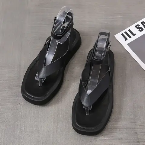 2023 Sandaler Komfortskor för Dam Sommar Flip-flops Platå Romersk Stil Låga Klackar Svarta Mode Casual Damskor 10 best sales romerska sandaler för kvinnor - №3