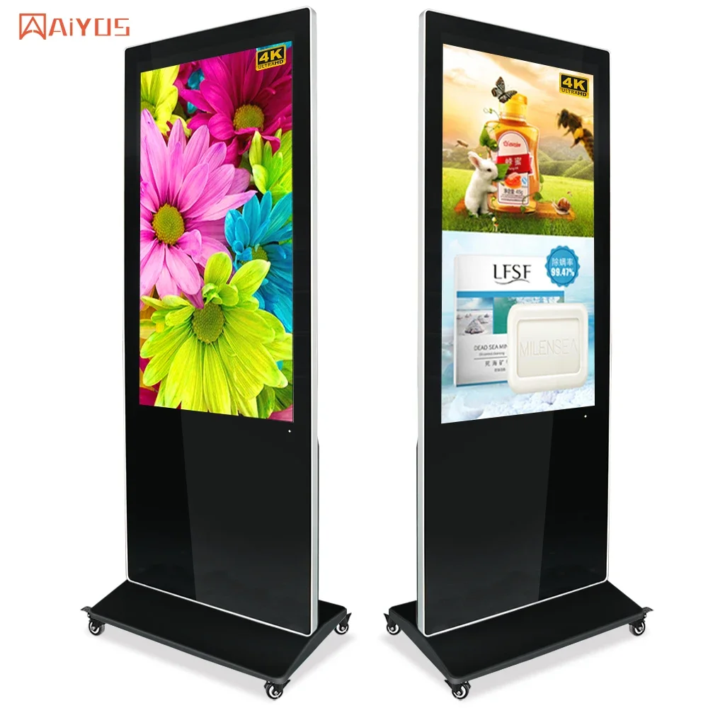 32 43 55 65 inch Indoor LCD Advertising Screen 3840*2160 Ultra HD LED Digital Signage And Display Capacitive Touch Totem Kiosk