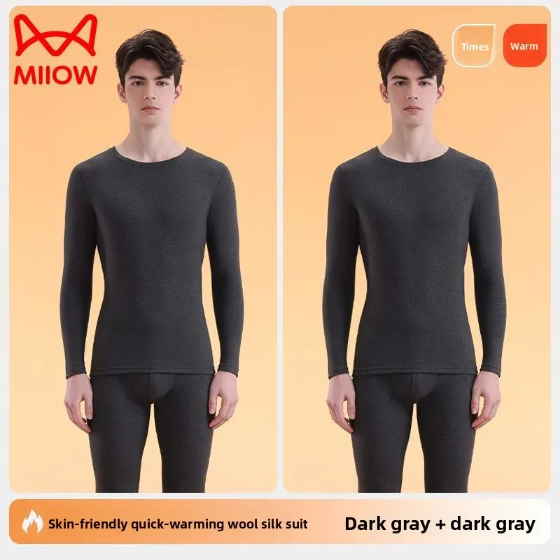 남성용 보온 내의 세트 가을 겨울 캐시미어 실크 벨벳 두꺼운 방한복 프라이머 한국 리뷰 많은 잠옷