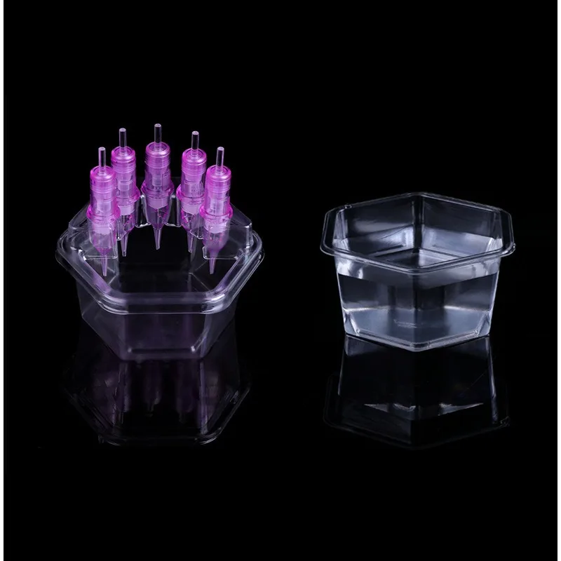 

1 Box Tattoo Dip Leak-Proof Rinse Cup Dry-wet Separation 20pcs Transparent Disposable Cartridge Needle Trays Holder Tattoo Tools