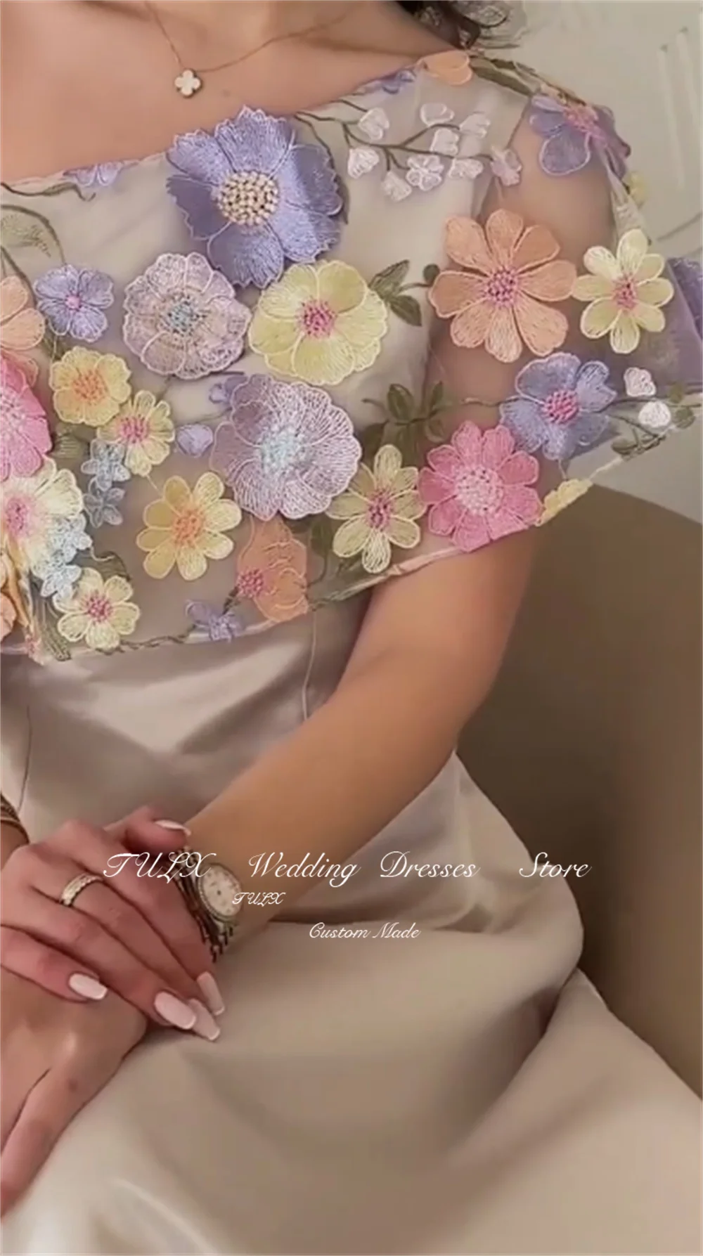 TULX robe de soirée élégante en Satin de luxe dentelle fleur châle robe de soirée une ligne longueur cheville arabe robe d'événement formel personnalisé