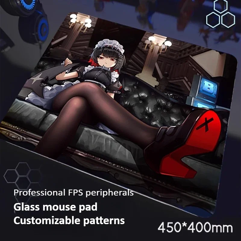 Zenless Zone Zero Glass Mouse Pad FPS Anime Mouse Pad Customized E-sports Smooth Desk Mat Gaming Keyboard Accessories Ellen Joe