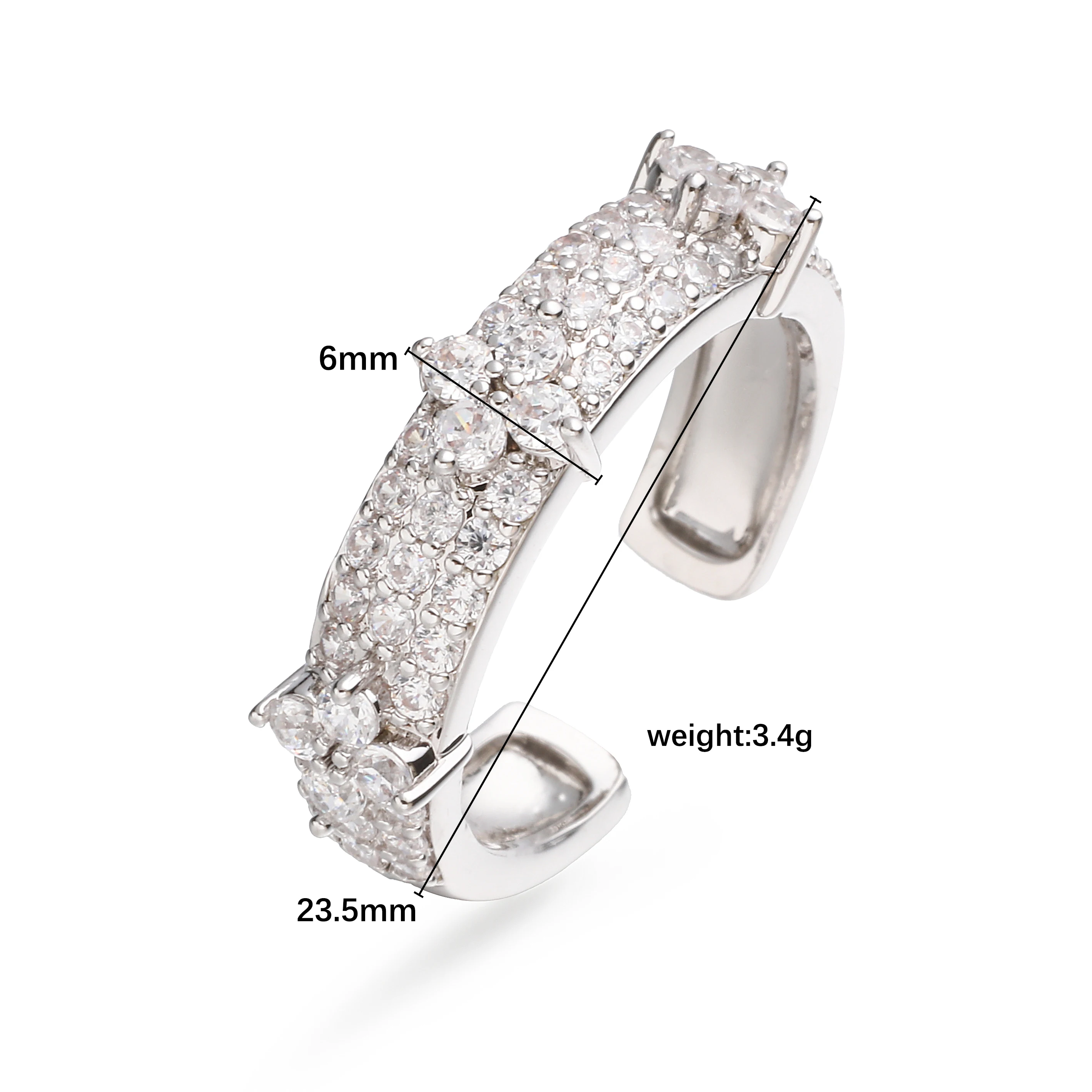 HECHENG، خاتم مجوهرات للجنسين ذو أربع أوراق البرسيم سميك وموسع عالي الجودة مفتوح وقابل للتعديل (قطعة واحدة)