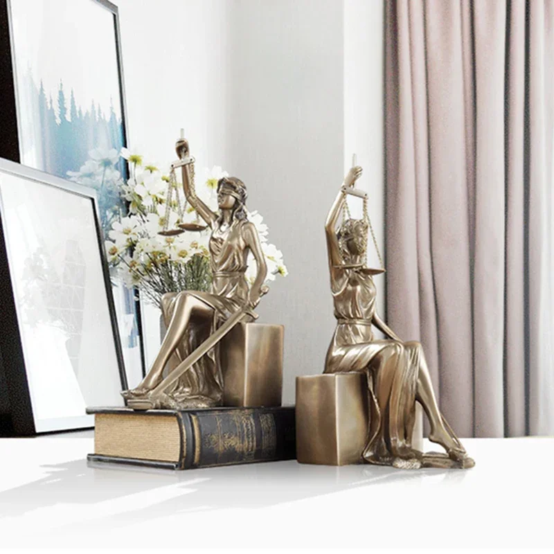 Greece Justice Goddess Themis Rack Decoration Book Stand Resin Ornaments Statue Character Sculpture Decor Bookshelf Home Decor