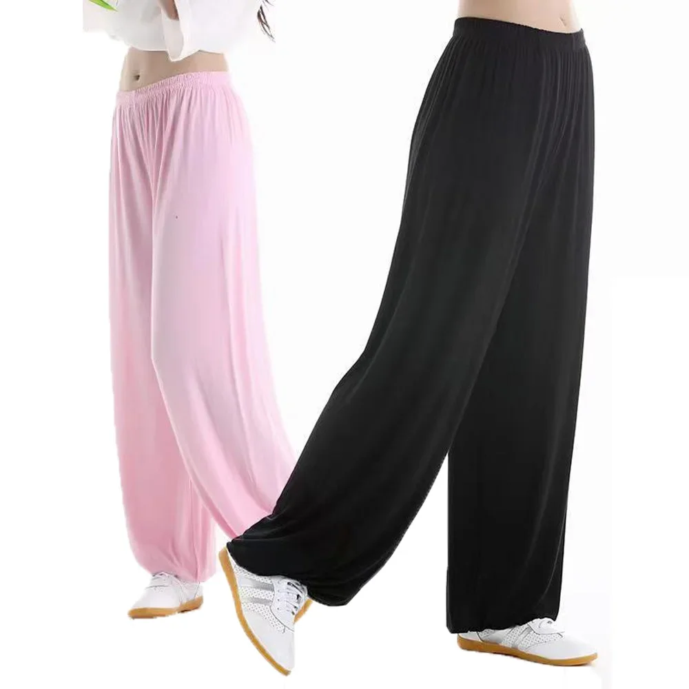 Calças modais tai chi de alta qualidade verão calças de treinamento soltas kung fu yoga lanterna