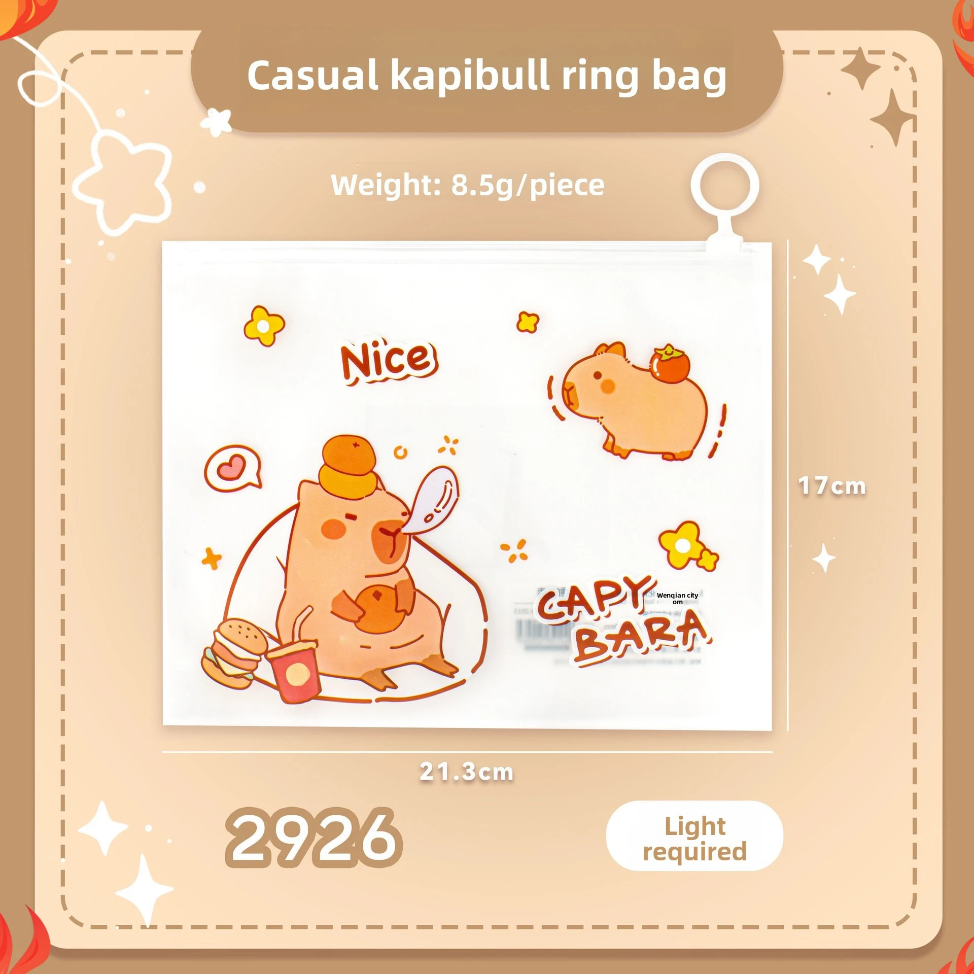 12 Pcs capybara File Bag Student Cute Printed Test Paper Storage Bag Cartoon Zipper Finishing Information Bag Back To School