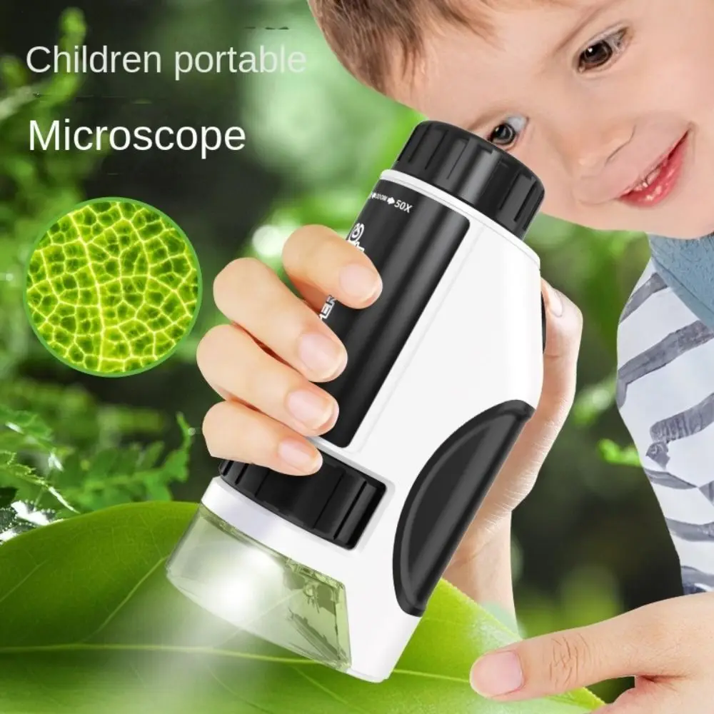

Handheld Kids Microscope LED Light Source Zoom 50x-300x Educational Microscope Battery Powered High Definition
