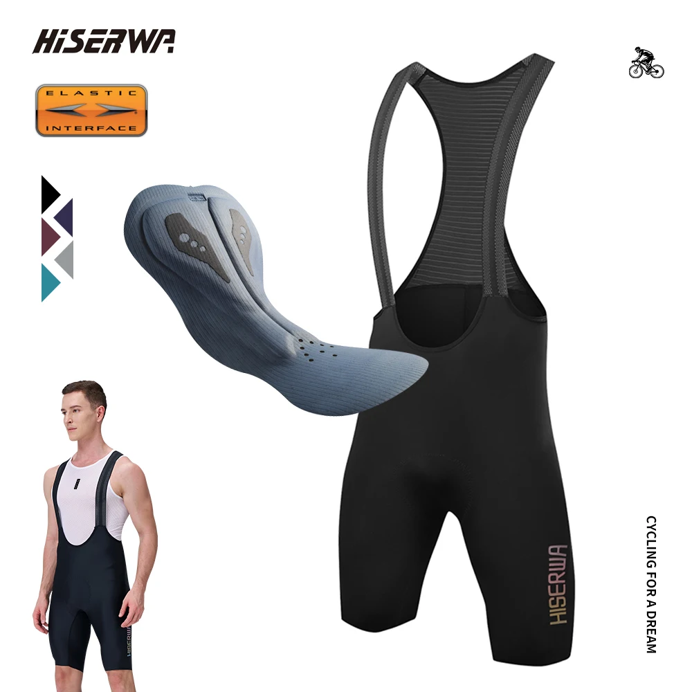 

HISERWA Top Quality Men Cycling Bib Shorts 7H Italy Elastic Interface Pad Pro Team Mtb Road Bicycle Bib Short Pants 7 CM Leg