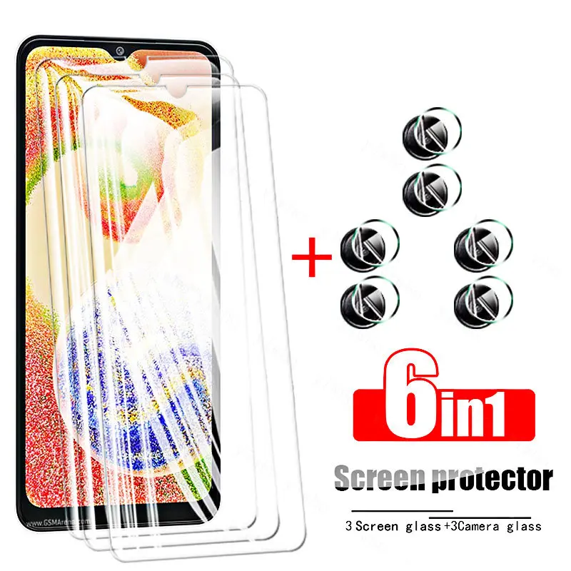 6in1 Tempered Glass for Samsung Galaxy A04 Full Glue Cover Screen Protetors on For Samsung A04s A04 S Samsun A04s HD Lens Glass