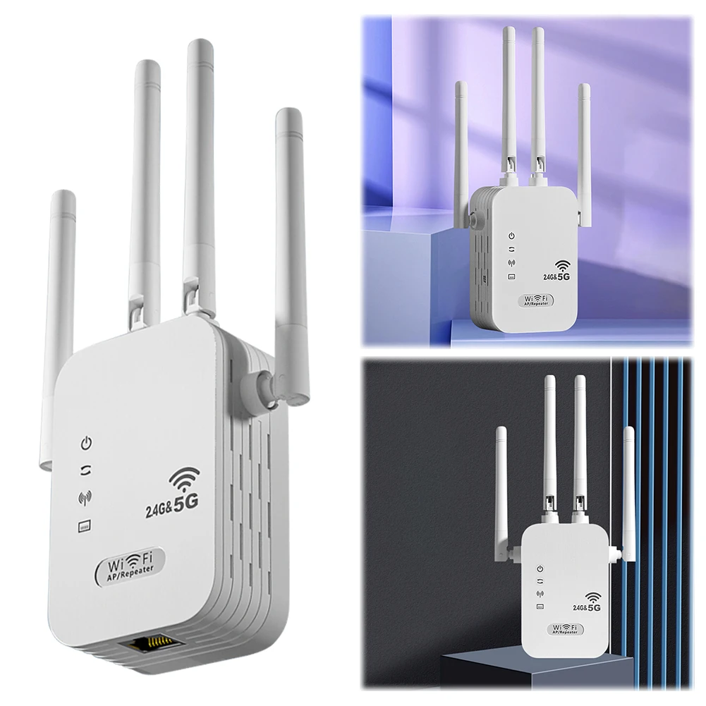 

2026 New Wireless WiFi Repeater With WAN/LAN RJ45 Port Dual-Band 2.4GHz/5GHz Wifi Extender Wi-Fi Signal Booster For Home Office
