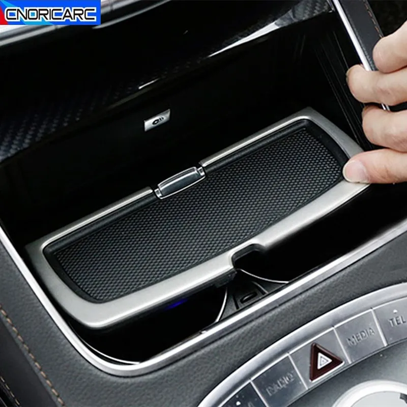 Car Styling Center Console Water Cup Holder Frame   Sticker For Mercedes Benz S Class W222 2014-18 Interior Decals