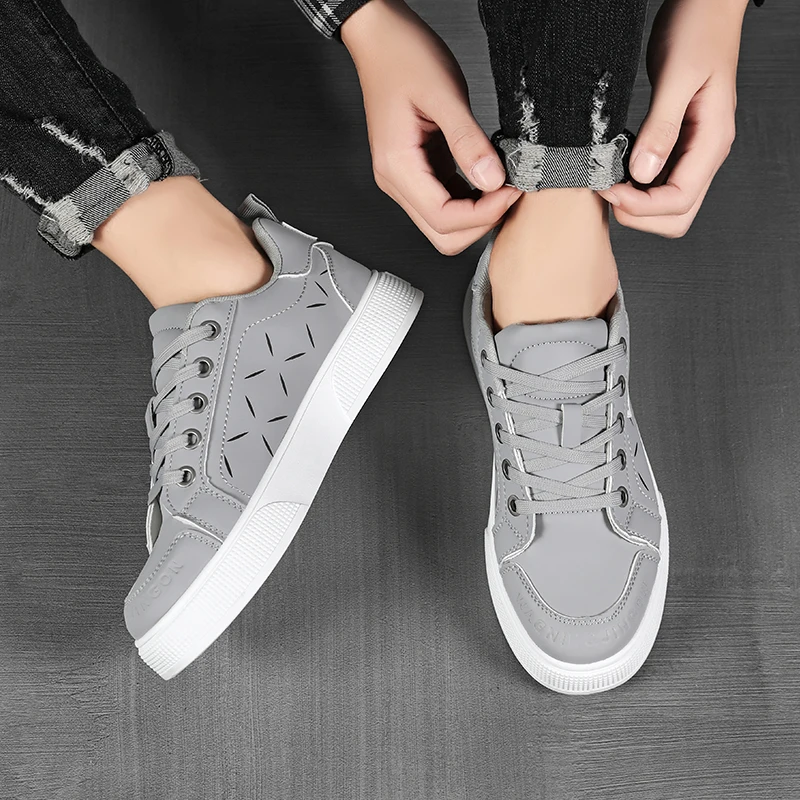 

Мужские повседневные спортивные кожаные кеды 2026 года: новая модная коллекция, универсальные, дышащие, легкие