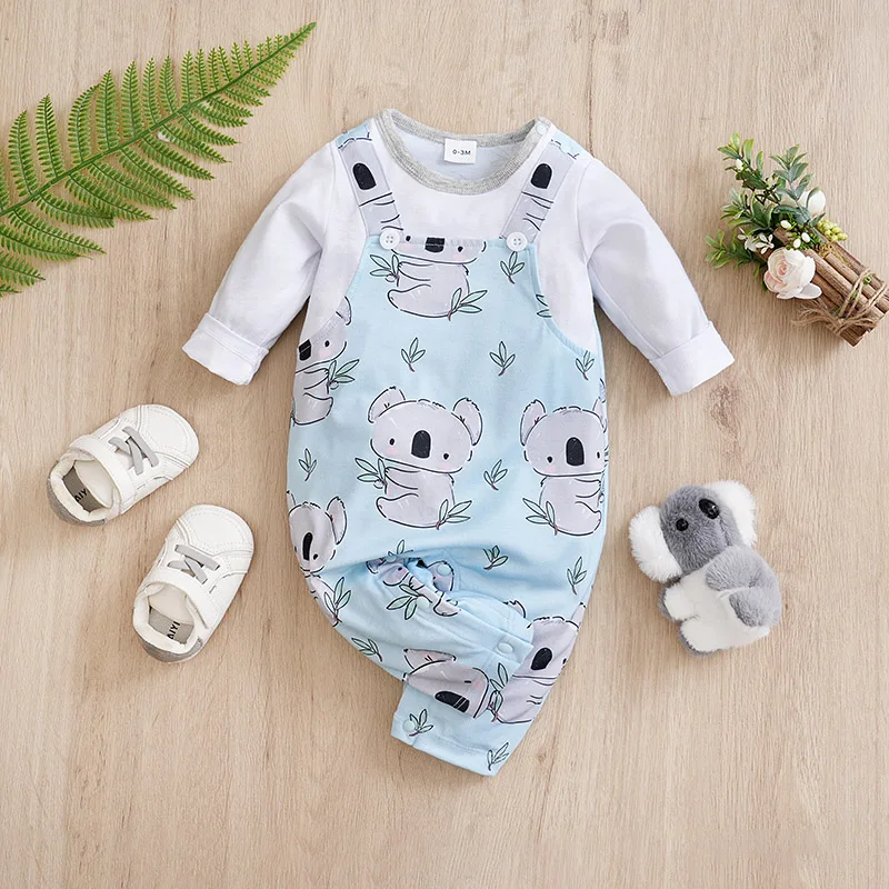 Spring And Autumn Boys And Girls Cute Cartoon Backstraps, Sloth Printing, Comfortable And Casual Long Sleeve Baby Bodysuit