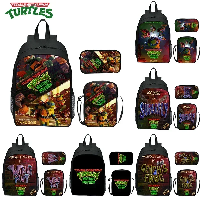 

3pcs Teenage Mutant Ninja Turtles TMNT Backpack Large Capacity Student Cosplay Schoolbag Waterproof Book Bags Pencil Bag