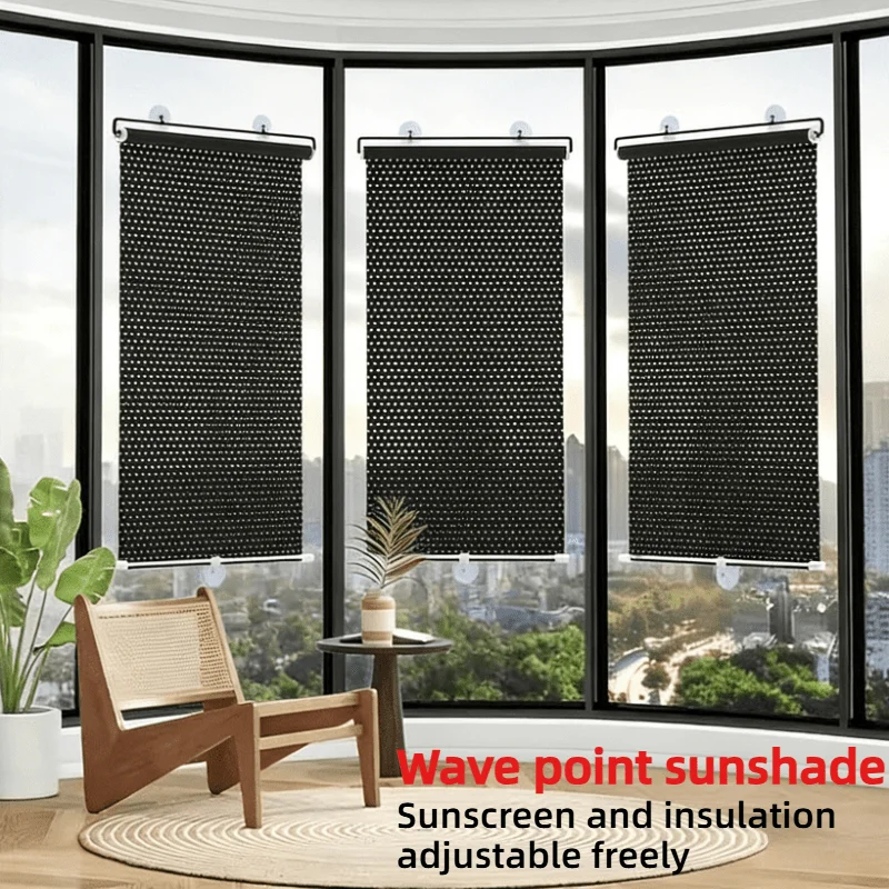 1pc PVC Retractable Sunshade Curtain Expandable Retractable Design Blackout Curtain Adsorption Installation