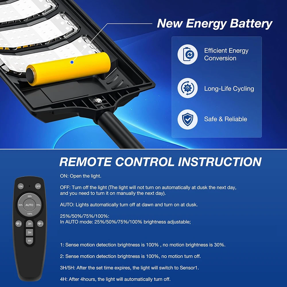 ضوء الشارع بالطاقة الشمسية من الغسق إلى الفجر بزاوية واسعة 6500K ضوء أمان مقاوم للماء مع جهاز تحكم عن بعد بمستشعر الحركة لشرفة الفناء