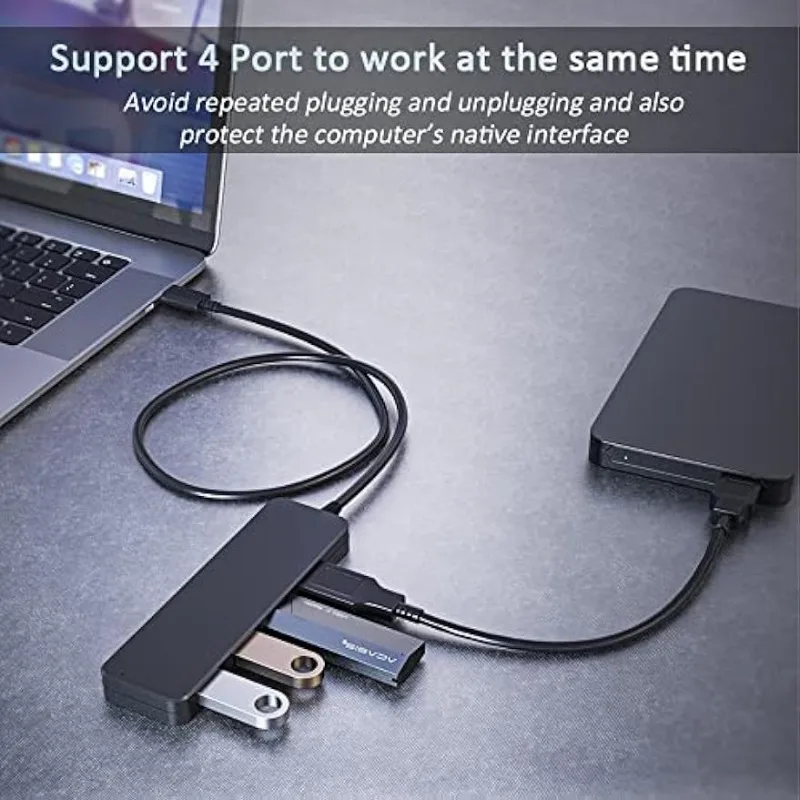 USB 3.0 Hub, 4-Port USB Hub USB Splitter USB Expander for Laptop, Xbox, Flash Drive, HDD, Console, Printer, Camera,Keyborad,