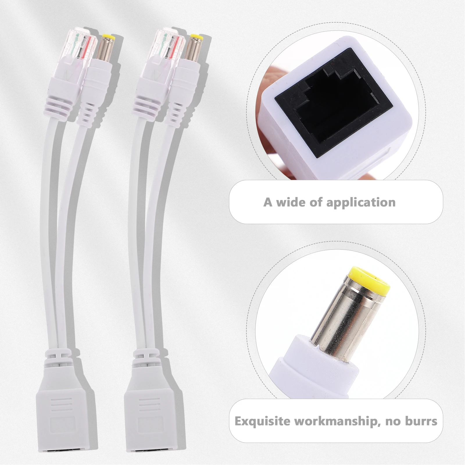 

8pcs Splitter Line for Security Camera 12V Power Adapter Black Connector Monitoring Device Lightweight Easy Install