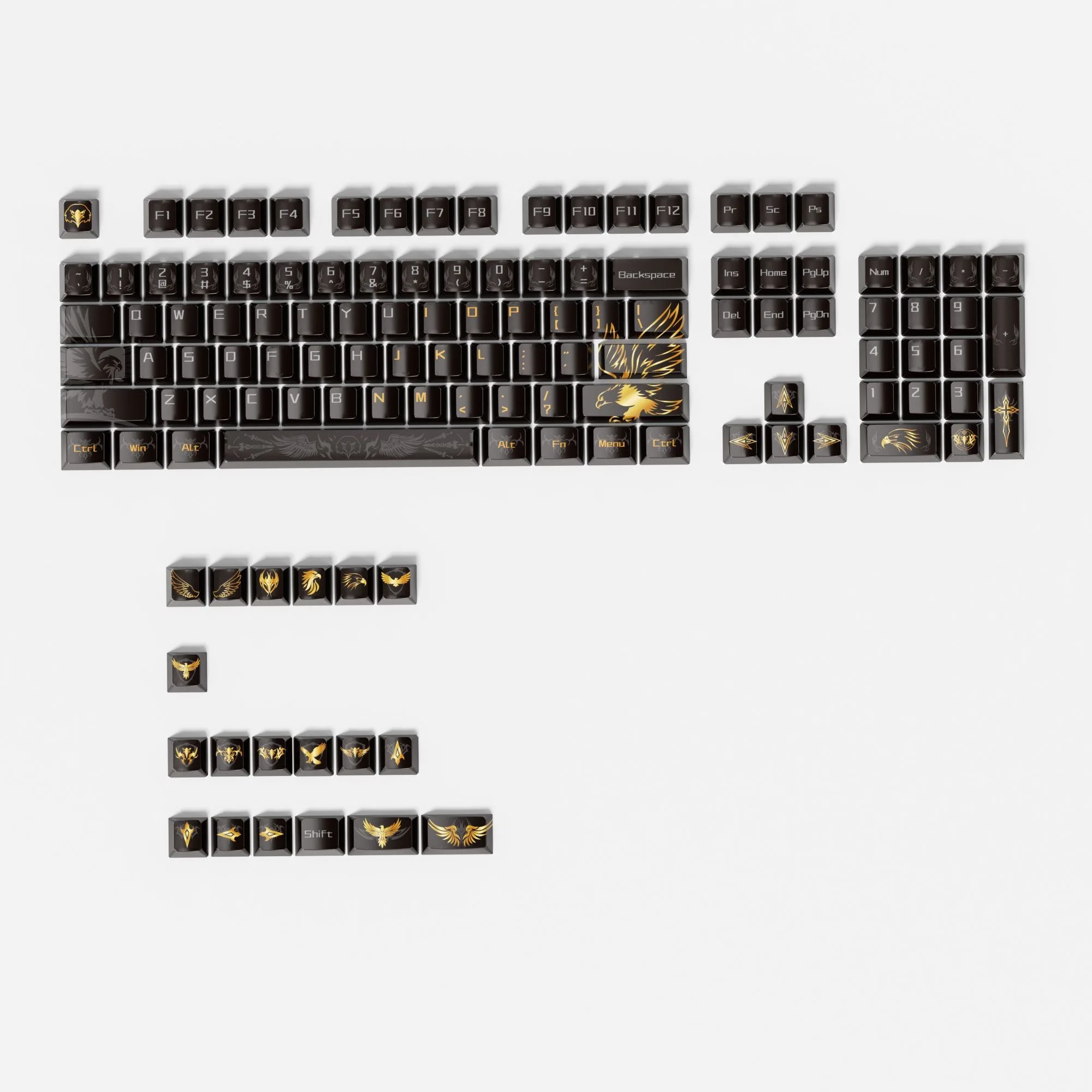 

132 Keys Black Eagle Theme Keycap Cherry Profile PBT Dye Sub Cool Creative Keycaps for 61/68/87/96/108 MX Mechanical Keyboard