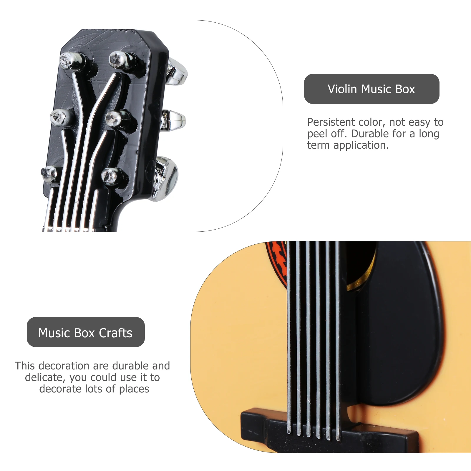 

Retro Music Box Decor ABS Creative Design Compact Size Girls Bedroom Table Decorations Desktop Guitar Musical Boxes