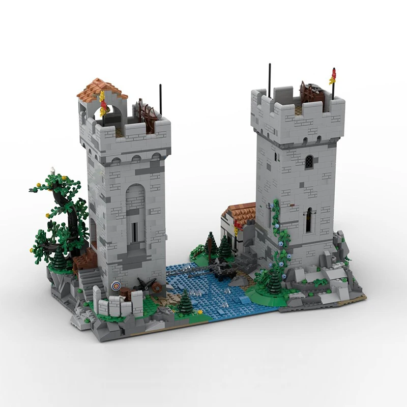 Modelo Medieval Street View, ladrillos de construcción MOC, torre de cadena de hierro, tecnología Modular, regalos, vacaciones, montar, juguetes para niños, traje