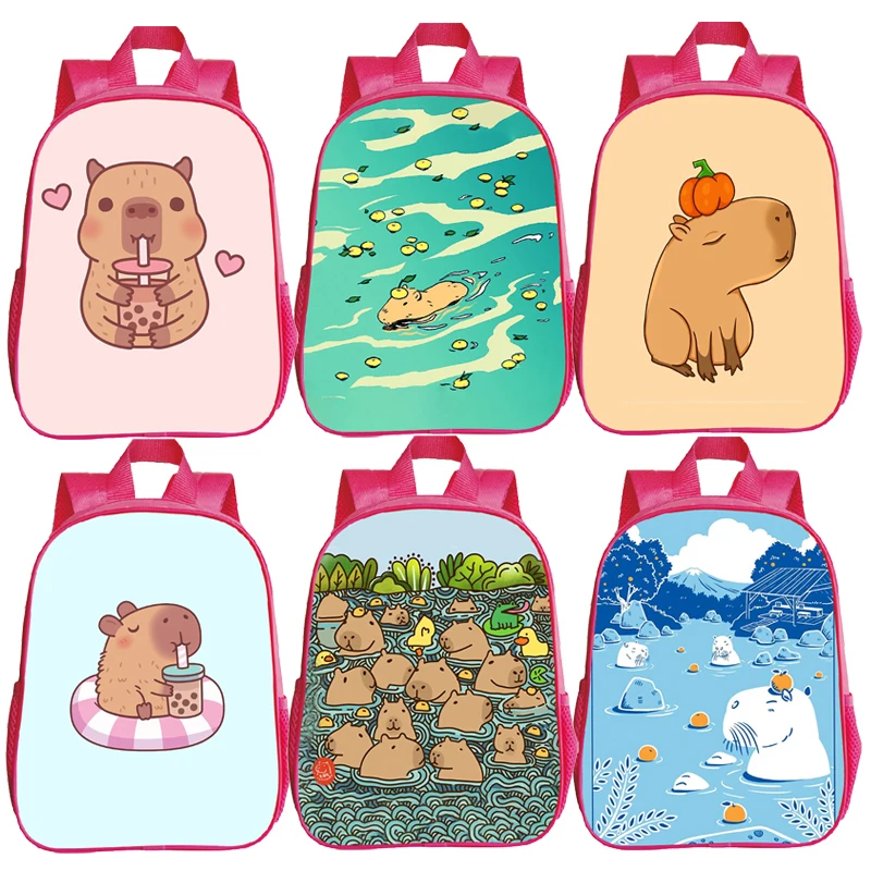 

Cartoon Capybara Backpacks for Cute Kindergarten Children's Schoolbag Waterproof Kids Book Mochila Boys Girls Animal Bag