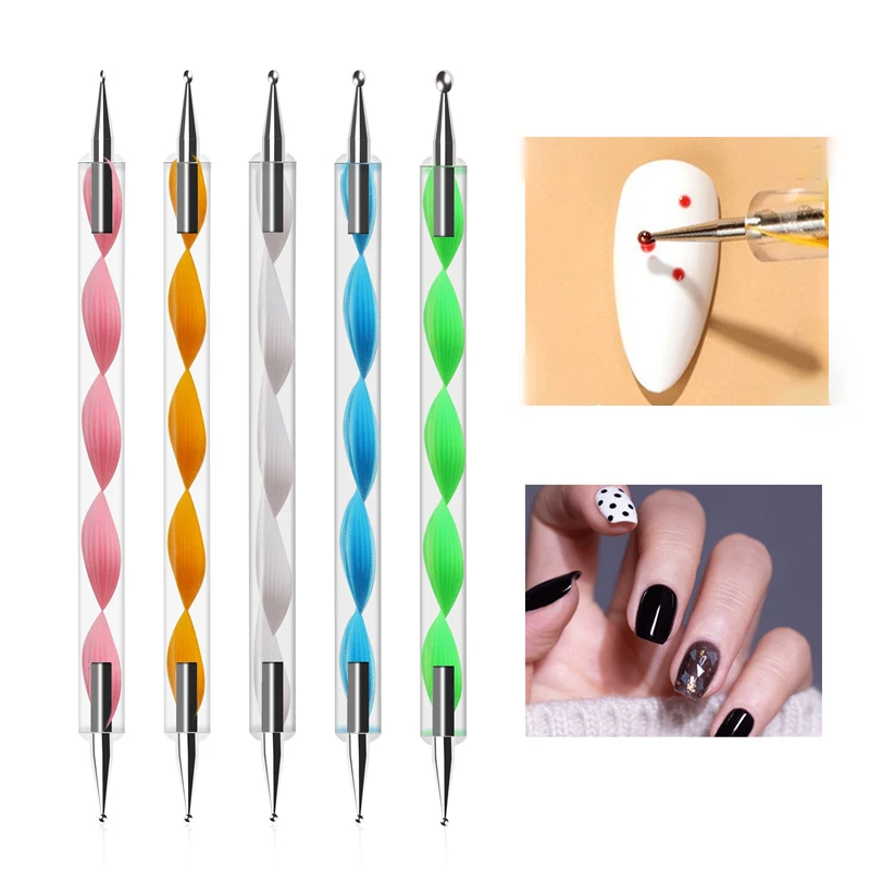 5pcs/set Double Headed Nail Dot Pen For Nails Art Decoration Acrylic Rhinestone Diamond Nail Dotting Tool