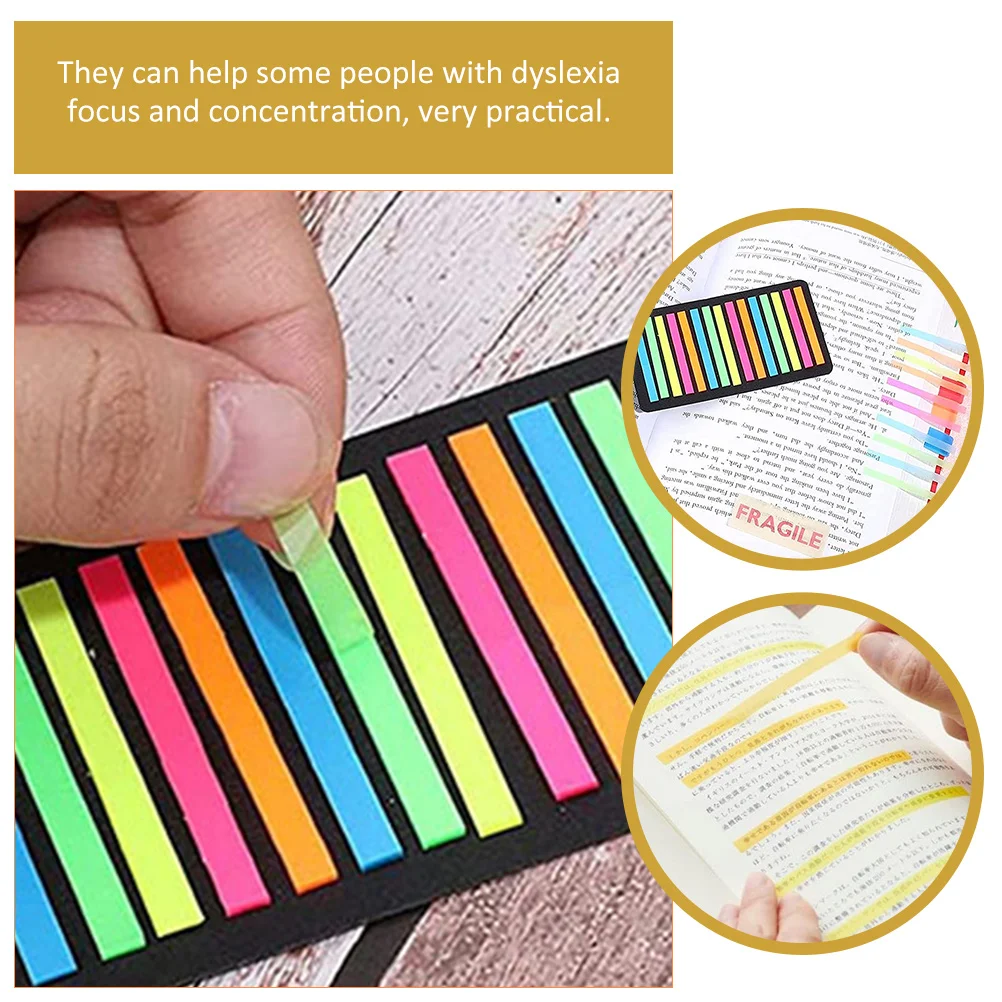 

6 Books Index Sticker Fluorescent Guided Reading Strips Portable Page Marker Colorful Highlighters Sentence Markers